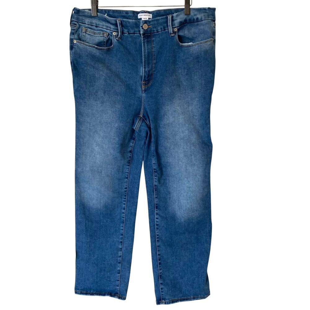 GOOD AMERICAN Always Fits Good Legs Straight Jeans in Indigo316, Size 14-18 - Picture 4 of 13